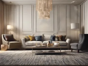 Carpet Pattern - A modern living room with patterned carpet