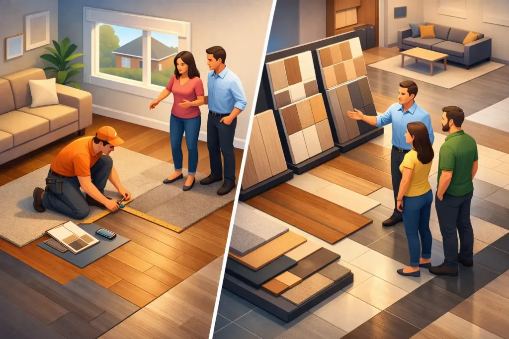 In Home Estimate vs Showroom for Flooring